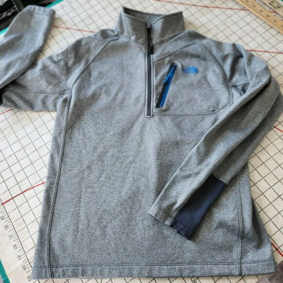 The North Face Pullover Sweatshirt Mens Gray Blue Accent Zipper Long Sleeve Sz M - Picture 14 of 16